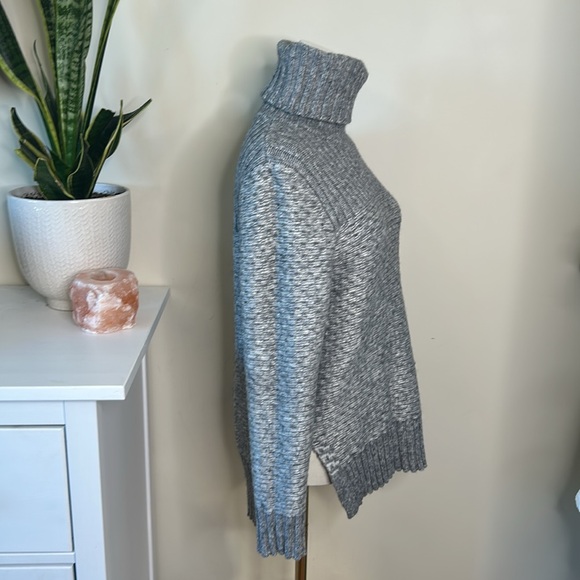 Banana Republic sz small Grey Gray wool knit turtleneck mixed-knit - Picture 2 of 8